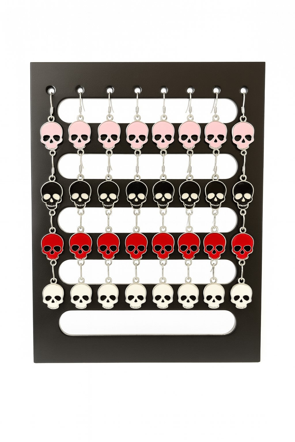 16 Paar Ohrringe hängende Totenköpfe Bunt Ohrschmuck Accessoire Rockabilly Skull
