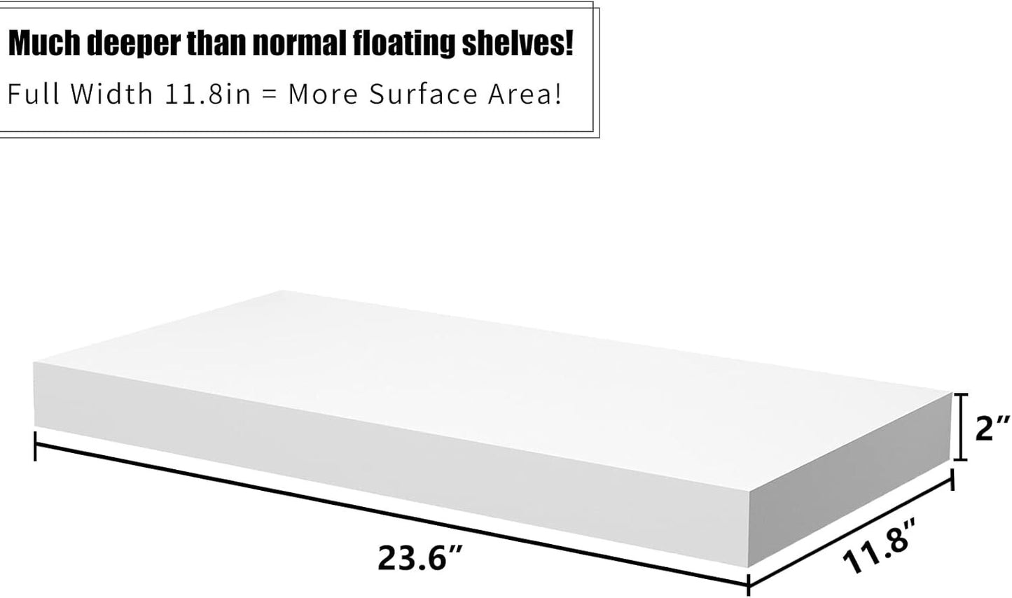 Wandregal 60 cm Weiß Hochglanz Regal Schweberegal MDF Wandboard Wohnzimmer Deko