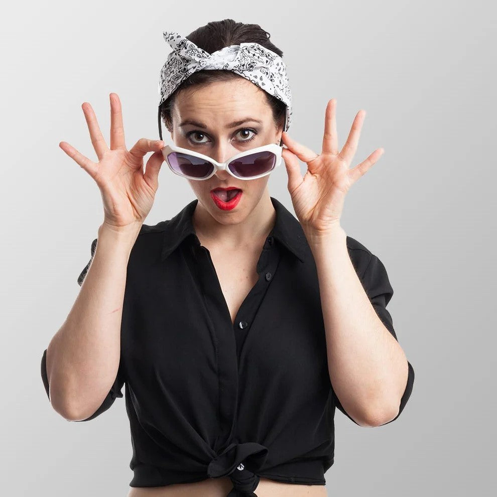 Bandana Weiß Paisley Halstuch Accessoire Mode Freizeit Tuch Biker Baumwolle