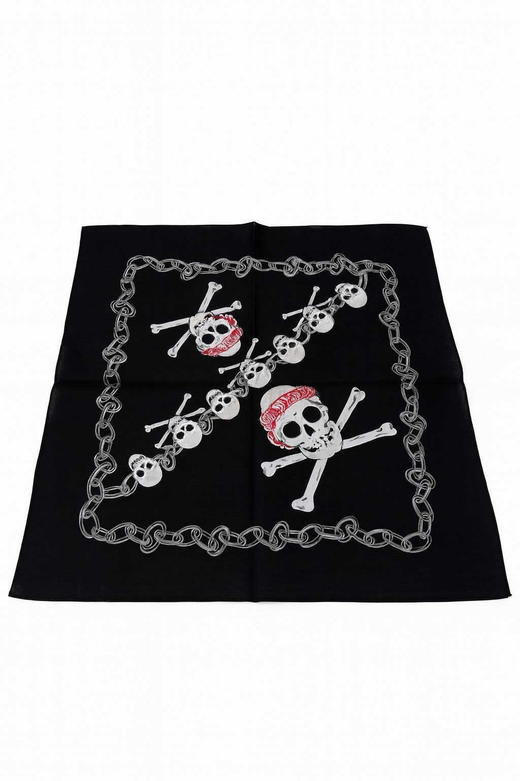 Bandana Halstuch Totenköpfe-Ketten Accessoire Freizeit Tuch Gothic Rock Kopftuch