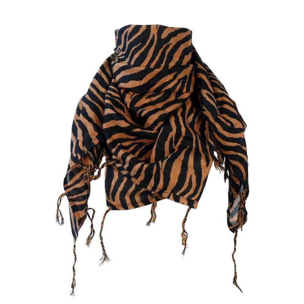 Zebra Baumwolltuch mit Fransen und Braun Schwarzen Streifen Halstuch Accessoires