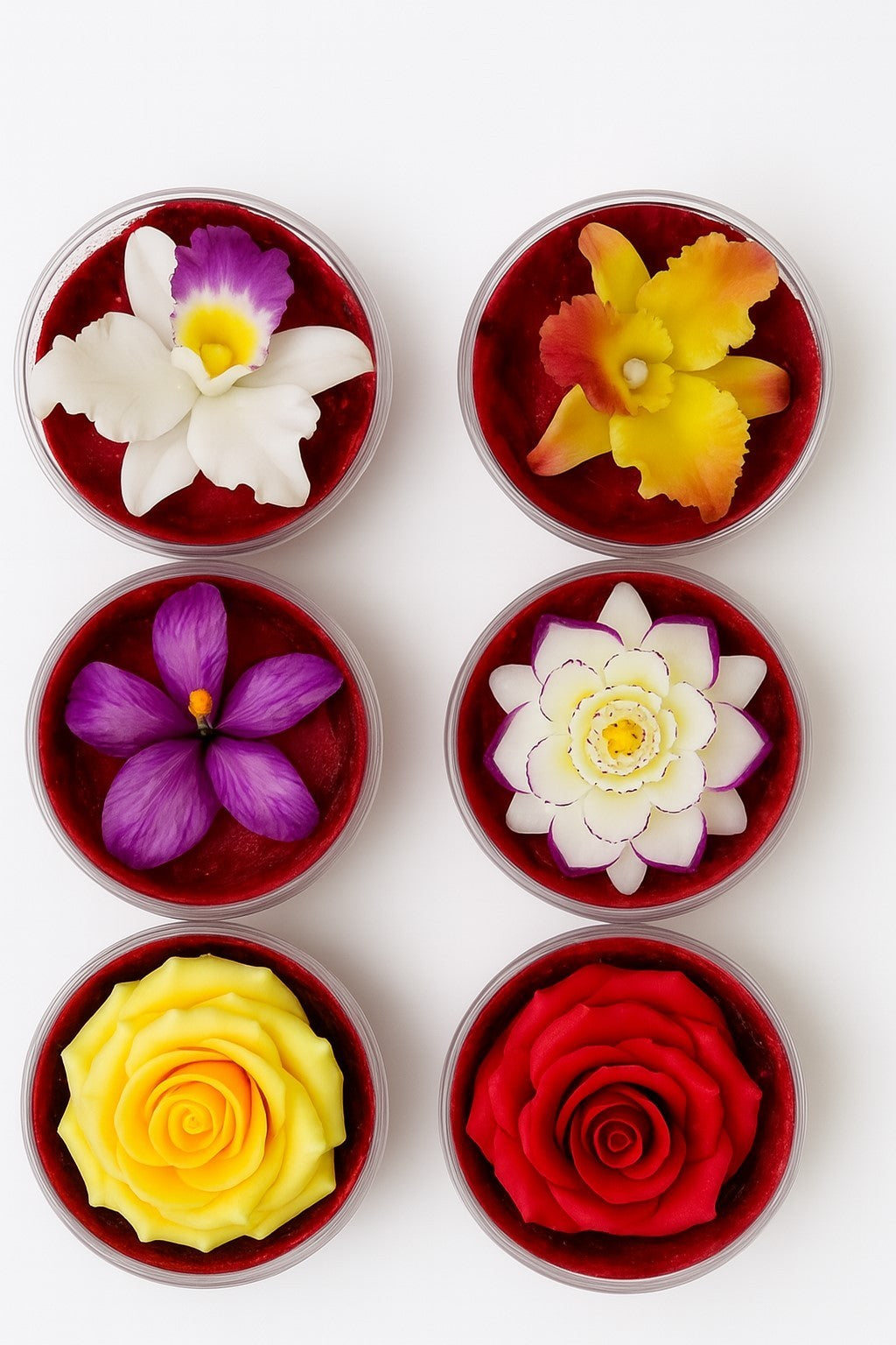 6er Set Blumenseife in runden Seife Natur Seifenblumen Duftend Geschenk Deko