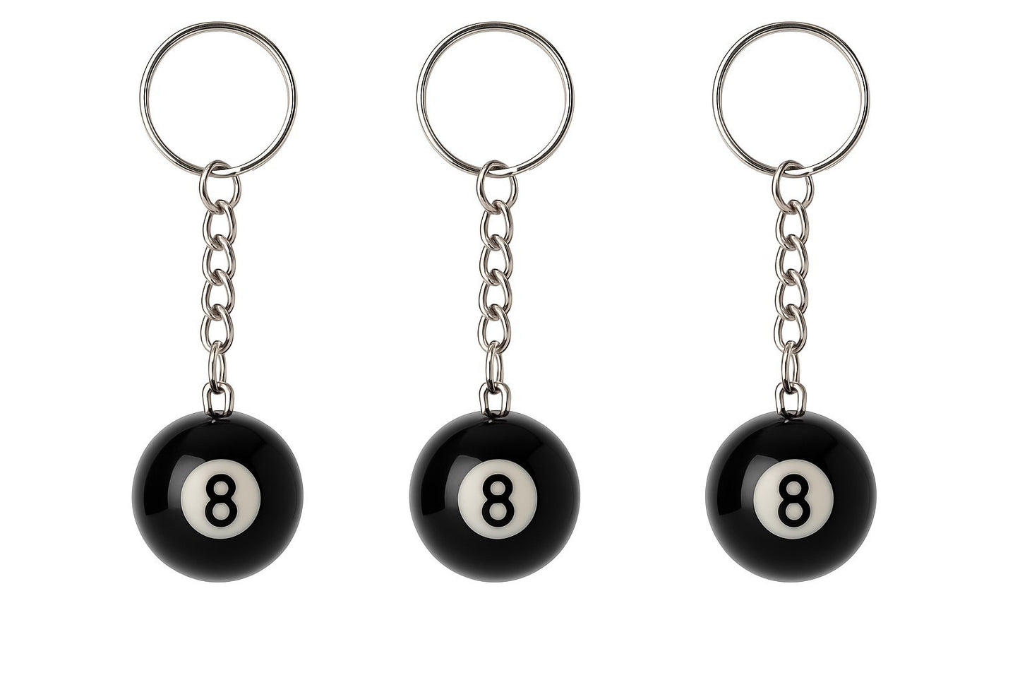 3er Set Schlüsselanhänger 8-Ball Billardkugel Billard Kugel Eightball Keychain
