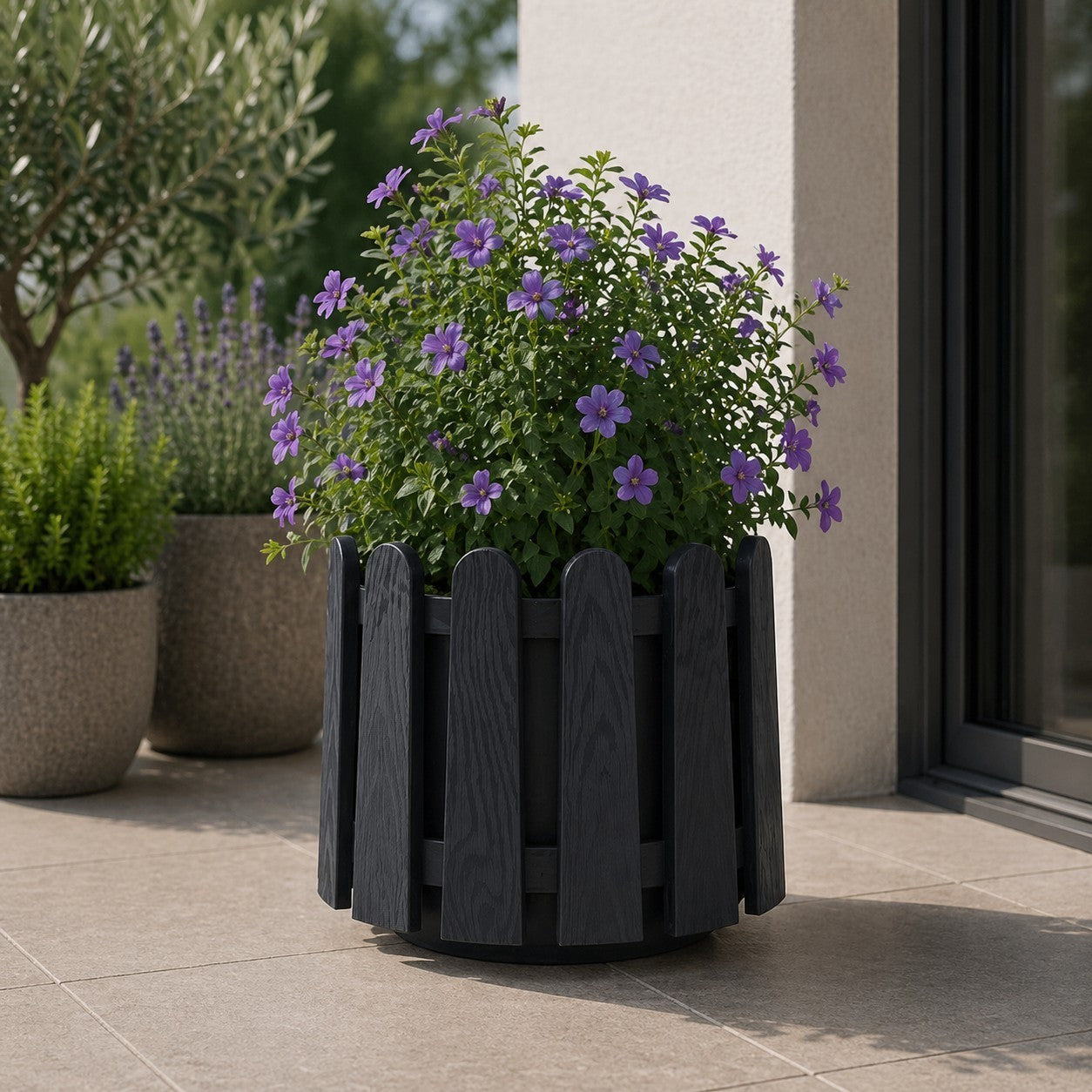 5x Blumentöpfe Anthrazit Ø 19,0 x 18,0 cm - 2,6 L Pflanztopf Übertopf Blumentopf
