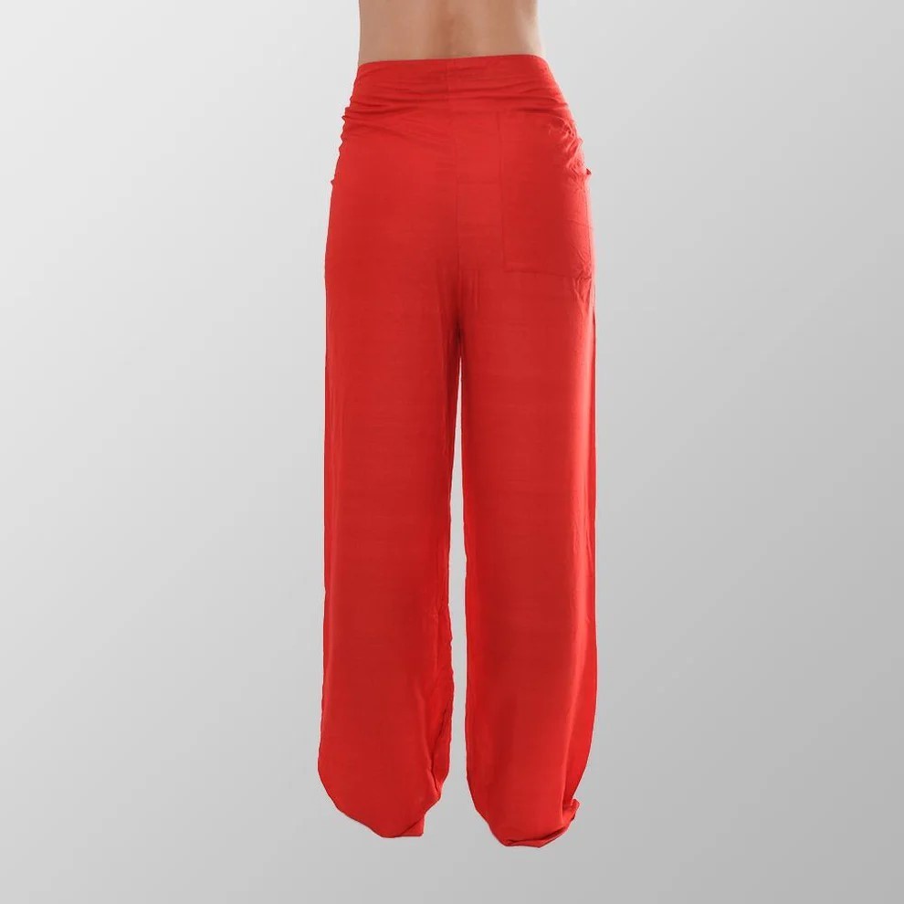 Baumwollhose Rot Unisex Stoffhose Sommerhose Yogahose Luftig Locker Freizeit