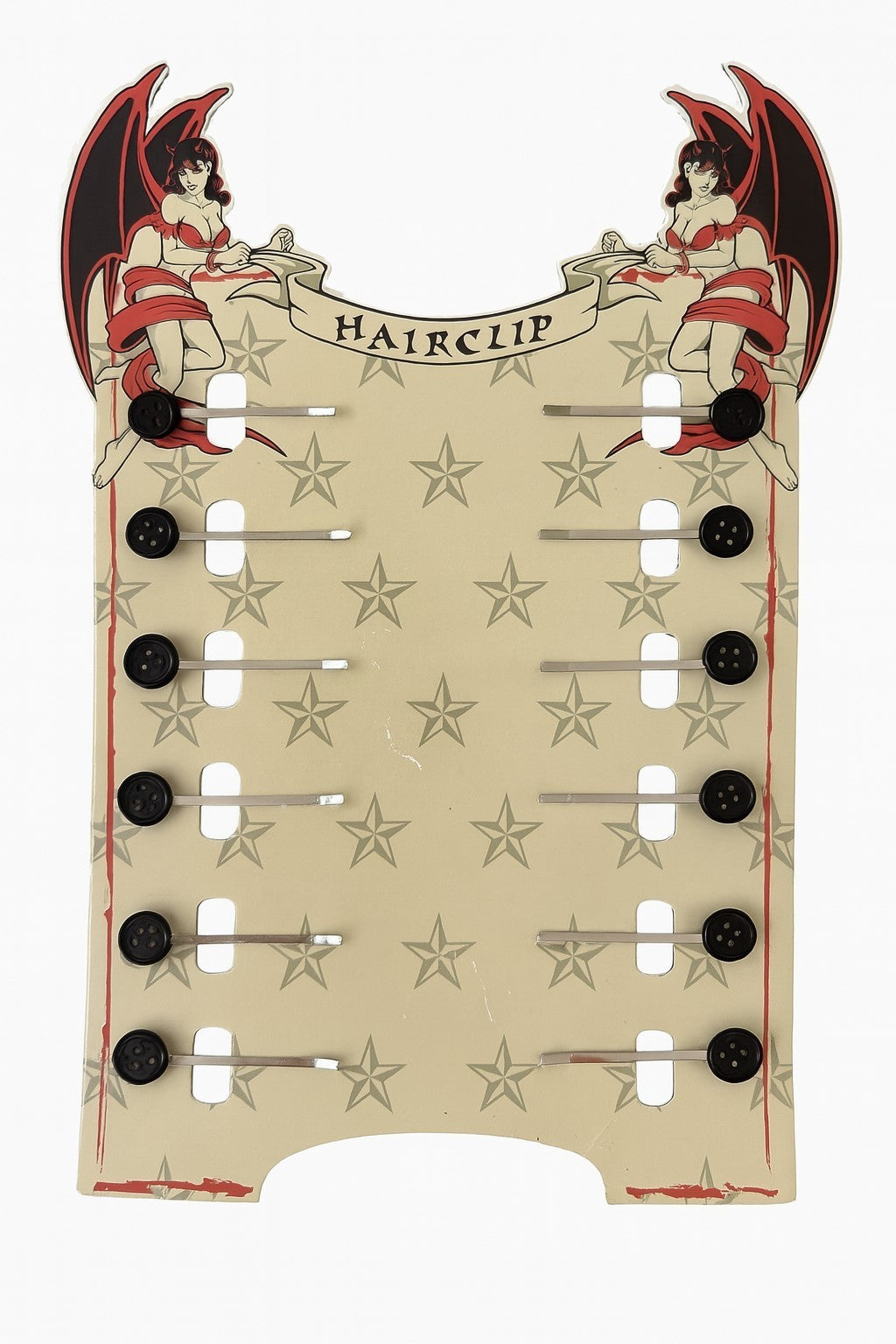 12x Haarklammern mit Knöpfe Haarspangen Haarclips Rockabilly Retro Gothic Punk