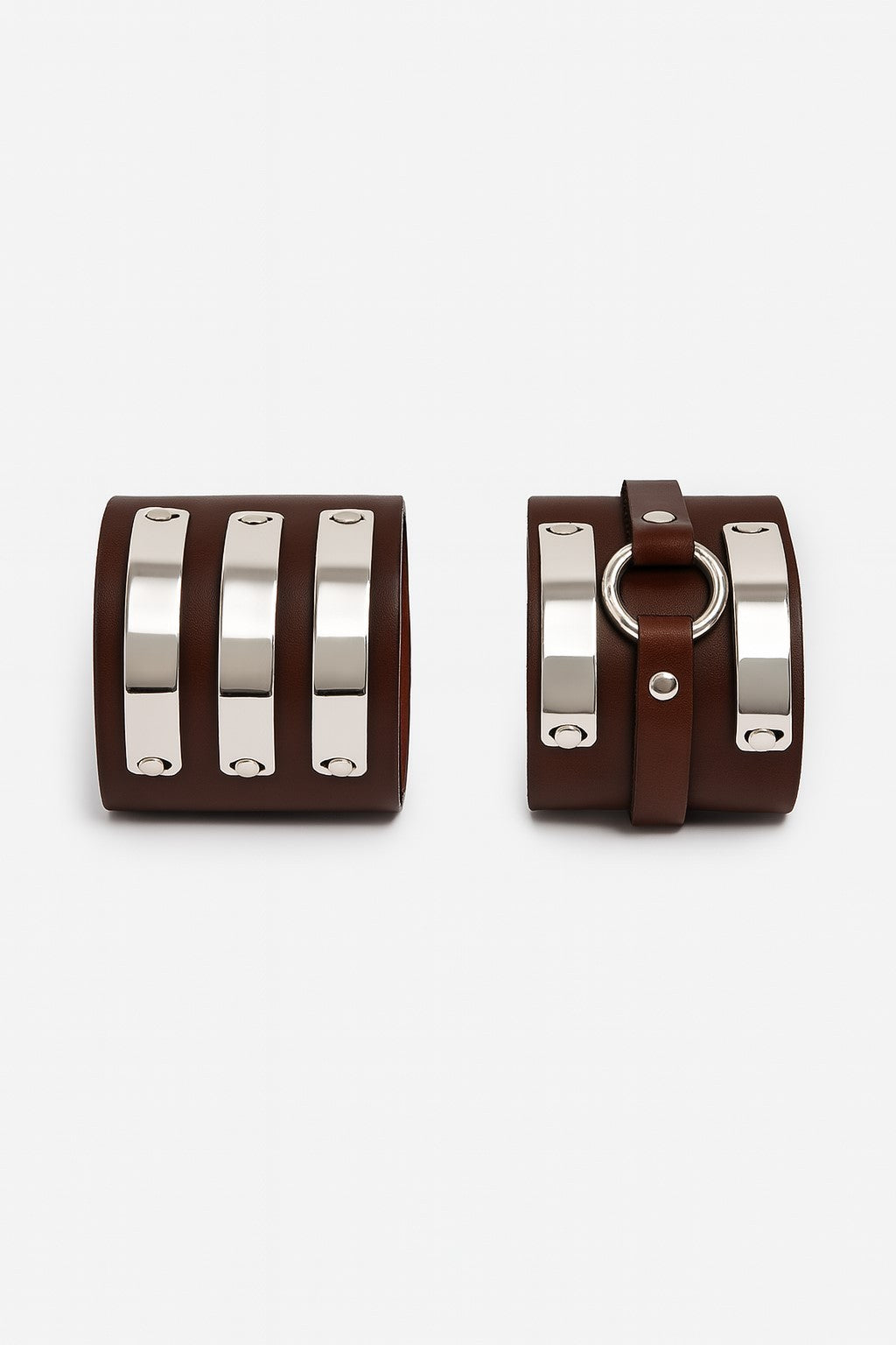 2er Set Lederarmband Dunkelbraun Unisex Biker Rocker Gothic Punk Festival Rock