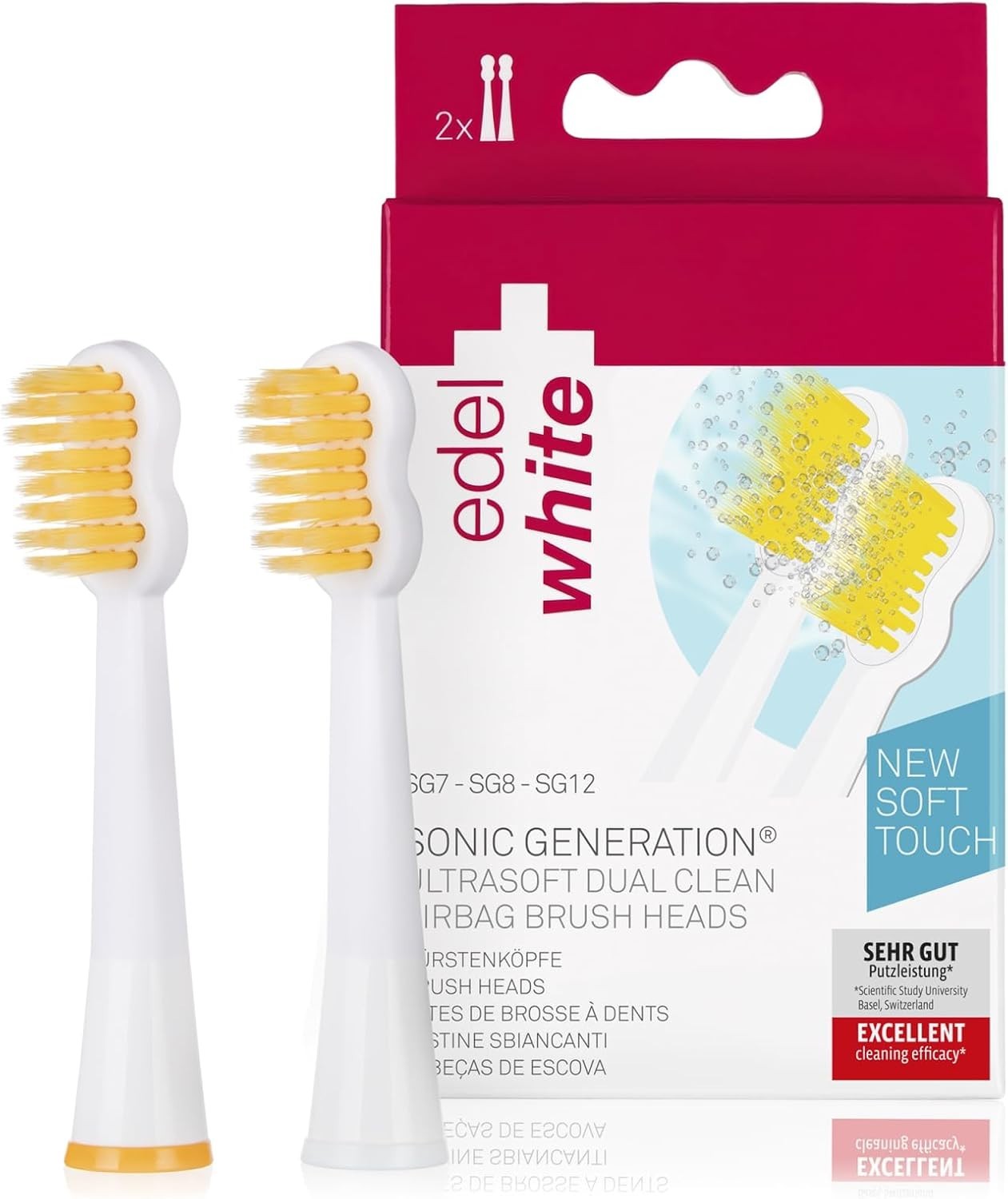 2x Ersatzbürsten Edel+White Sonic Generation SG7-SG8-SG12 Bürstenköpfe Ultrasoft