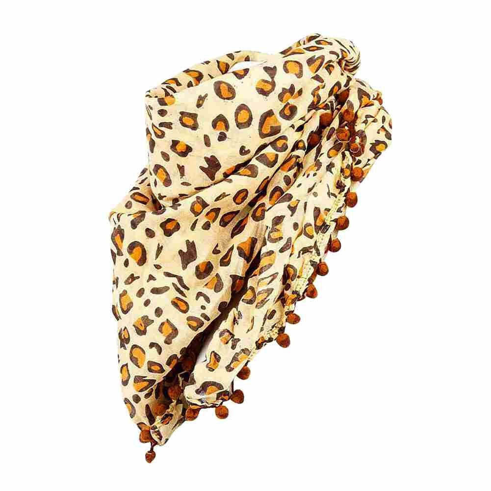 4er Set Leo Tücher Damen Halstuch Pompons Animal Print Boho Boho Festival Schal