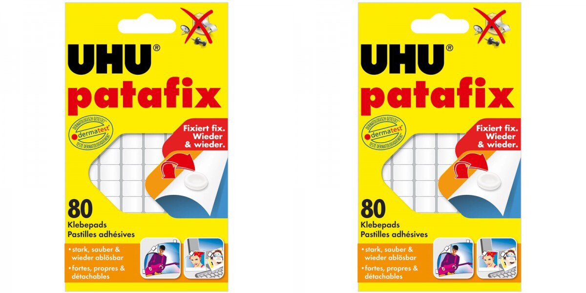 2x UHU Patafix Klebepads 80 Stück, weiß & wieder ablösbar