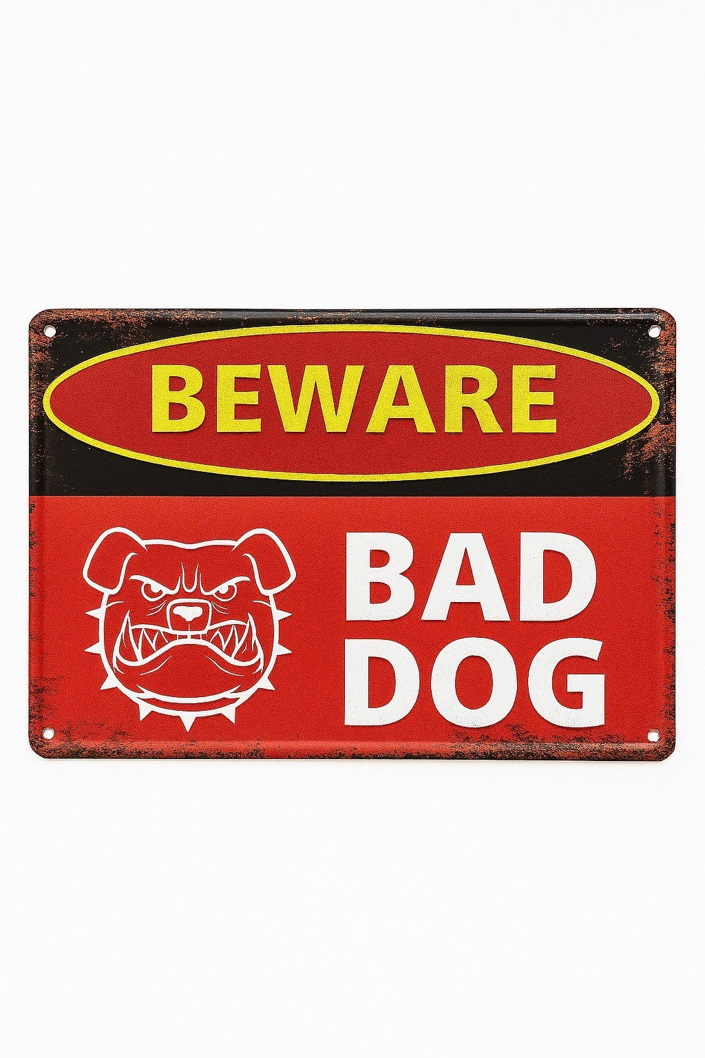 Blechschild Beware Bad Dog Schild Zaun 30 x 20 cm Retro Gefahr Hund Warnschild