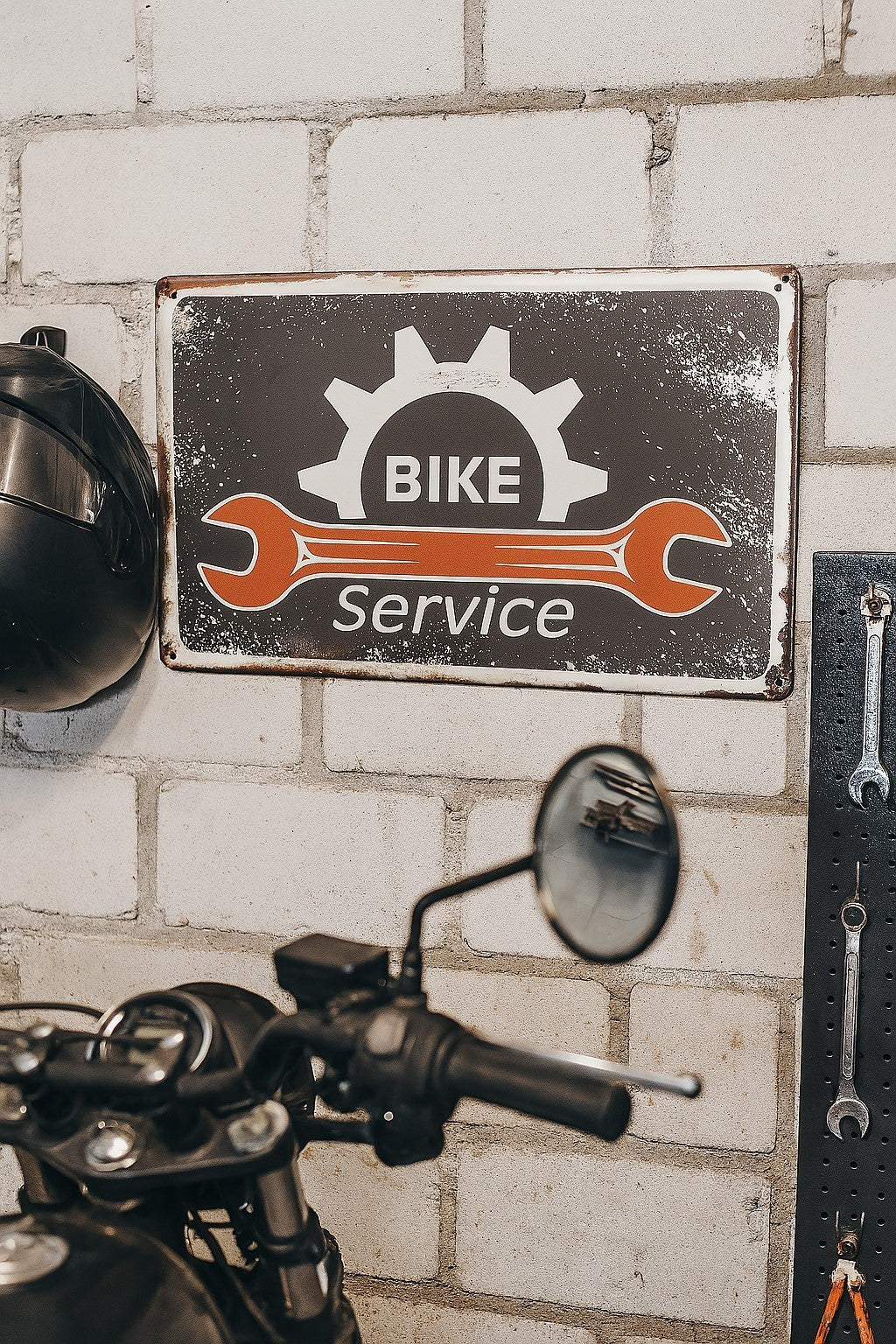 Blechschild Bike Service Deko Schild Werkstatt 30 x 20 cm Motorrad Biker Vintage