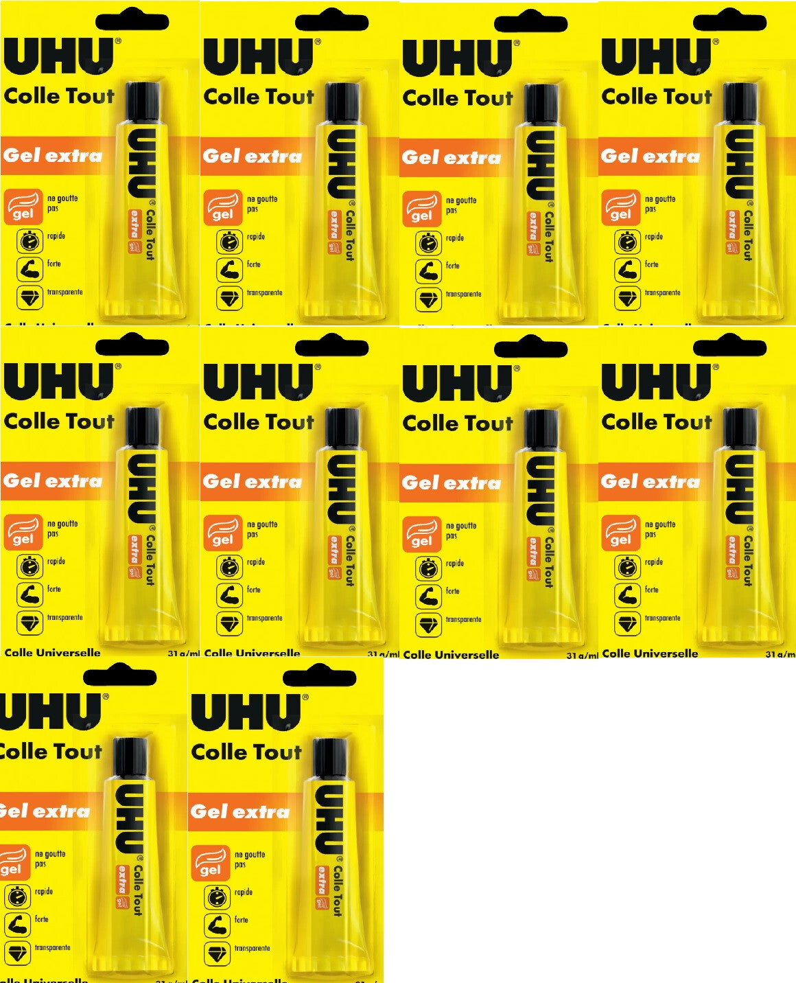 10x UHU extra Alleskleber 31g lösemittelhaltig gelartig glasklar stark schnell