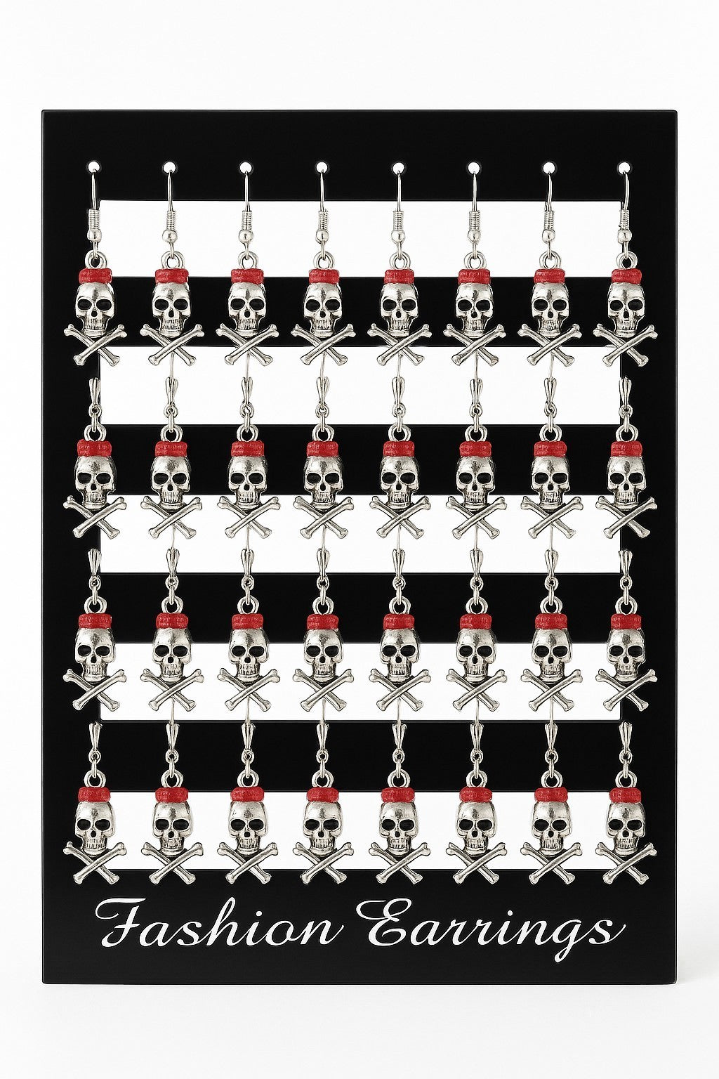 16 Paar Ohrringe hängende Totenköpfe mit Schleife Ohrschmuck Accessoire Earrings