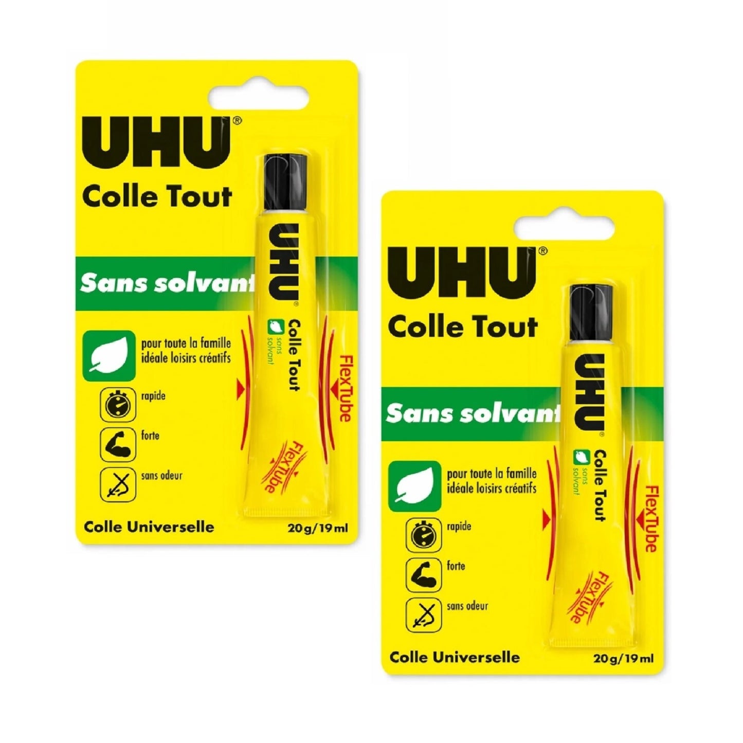 2x UHU Colle Tout Sans solvant 20g Flüssigkleber lösungsmittelfrei Reparatur
