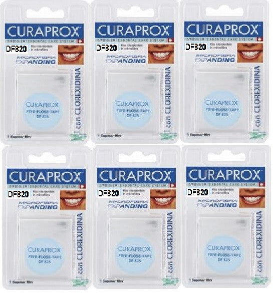 6 x Curaprox DF 820 Interdental-Tape m. Chlorhexidin 35m AKTION