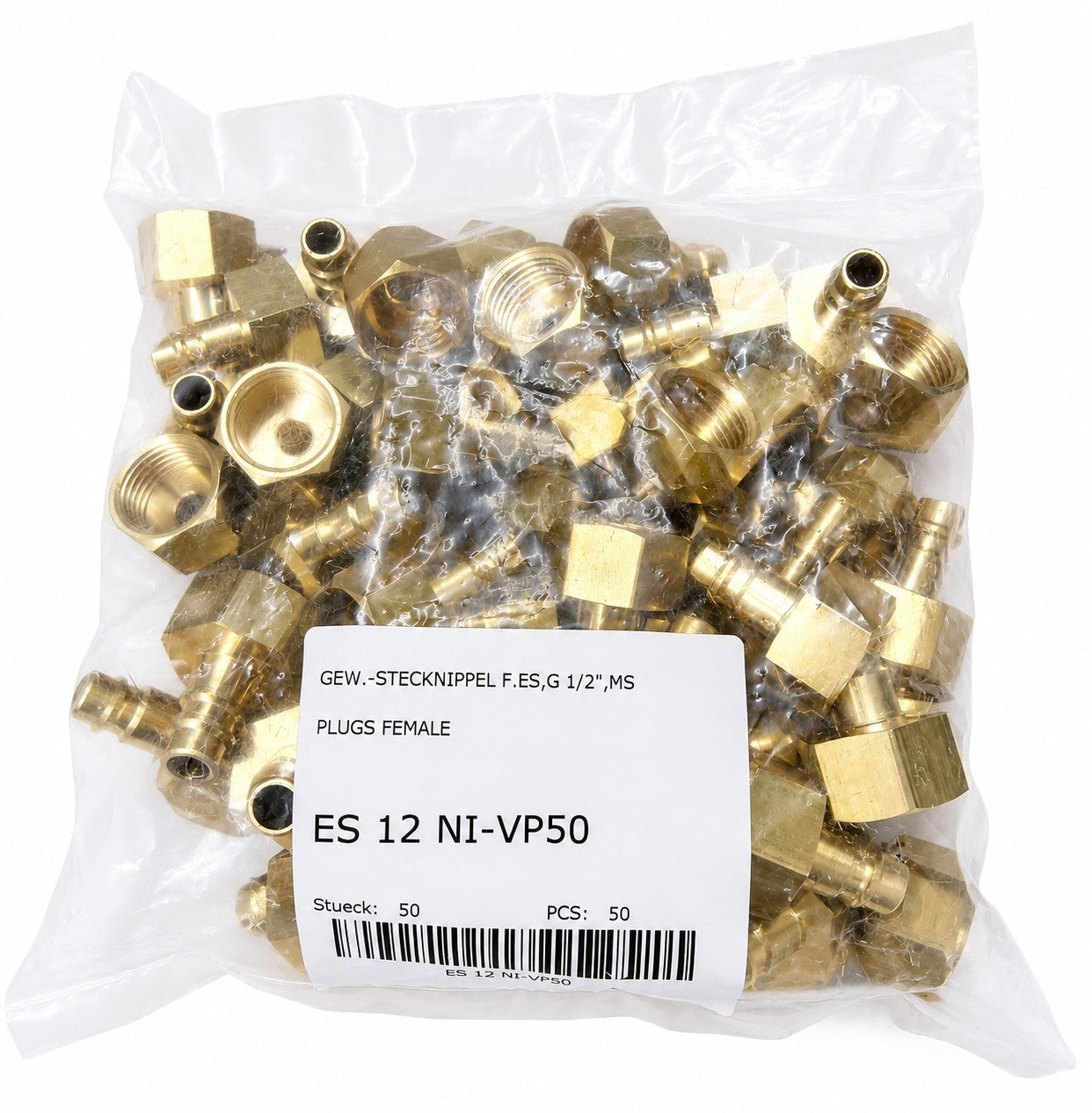 50x Stecknippel mit Innengewinde 1/2 Zoll Female Plug Messing Druckluftzubehör