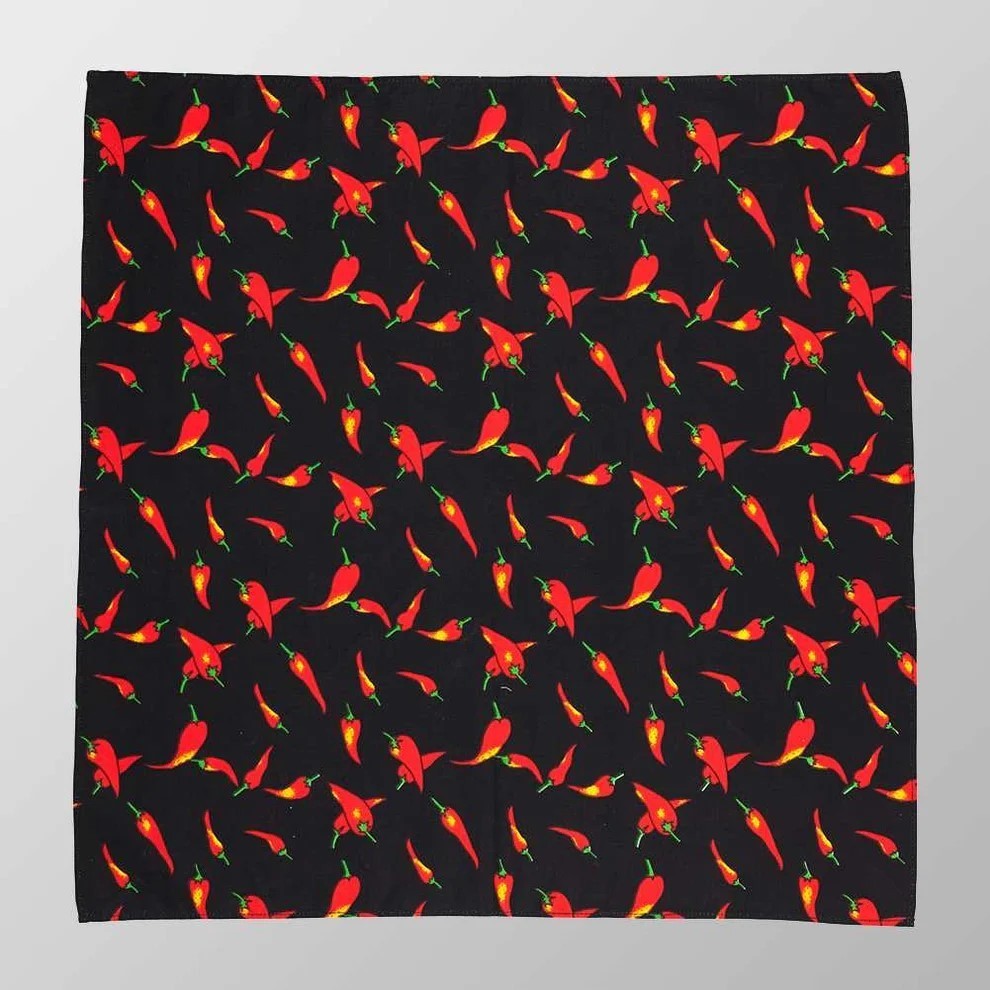 Bandana Halstuch Schwarz Hot Chili Accessoire Freizeit Tuch Biker Chilischote