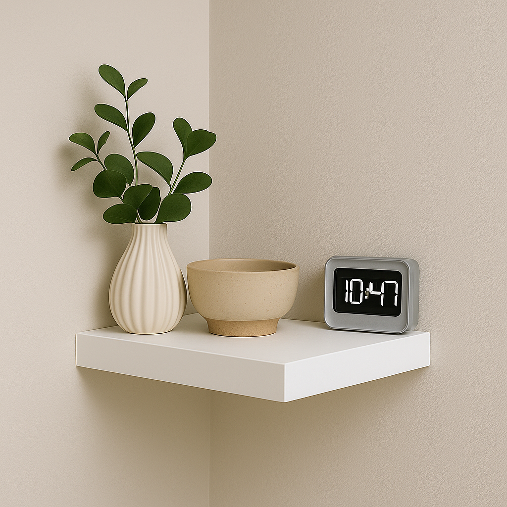 2x Eckregal Wandregal 23 cm Weiß Hochglanz Regal Wandboard Schweberegal Set Deko