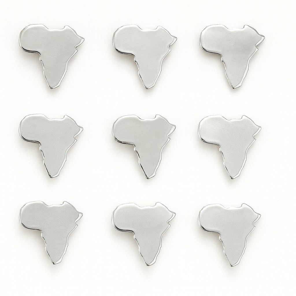 9er Set Anstecknadeln Silberfarben Afrika Brosche ca. 2 cm Pin Patch Schmuck