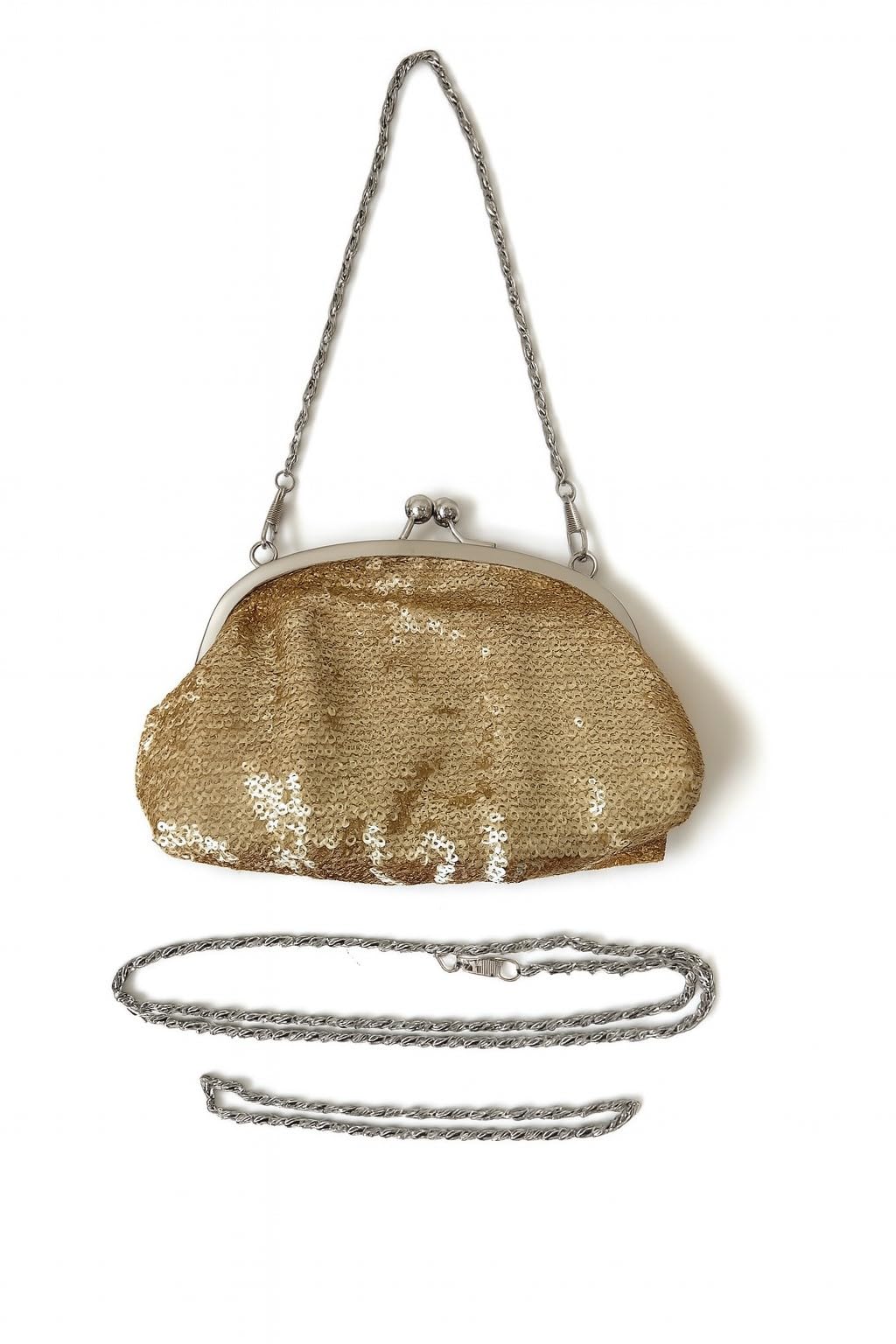Handtasche Gold mit Pailletten – Elegante Abendtasche | Umhängetasche Clutch für Party & Anlass