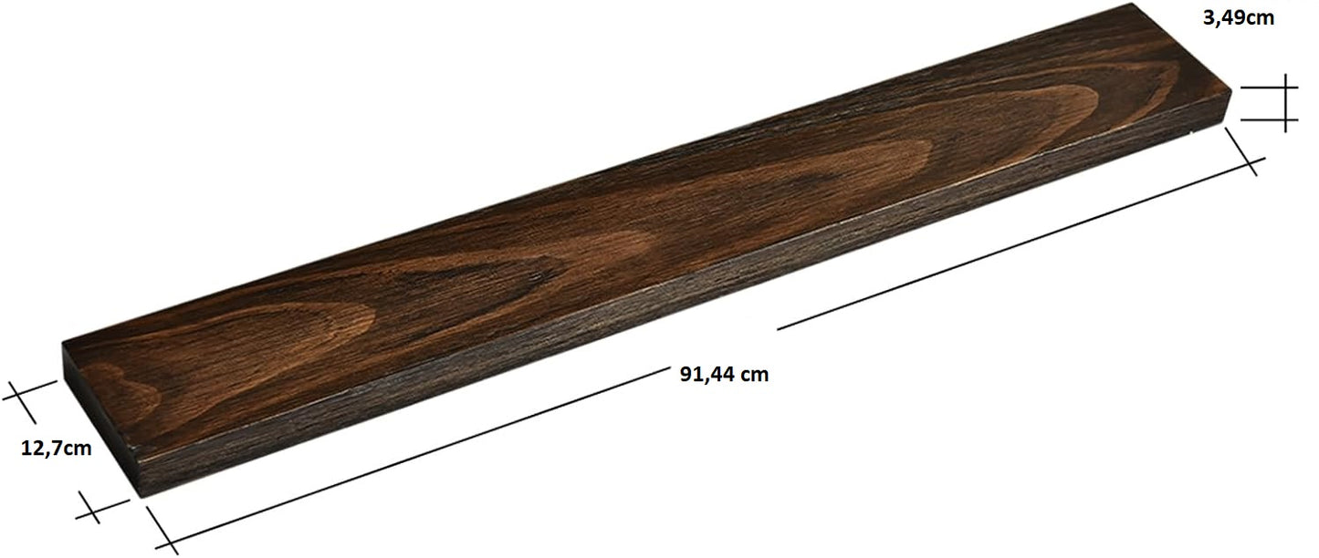 Schwebendes Wandregal Set 2 Stück aus Echtholz L 92cm, inkl. Bohrlochmarker 20mm – Braun