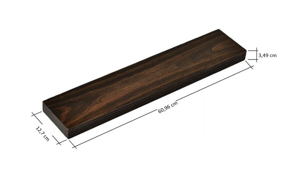 Schwebendes Wandregal Set 2 Stück aus Echtholz L 61cm inkl. Bohrlochmarker 20mm – Braun 60cm