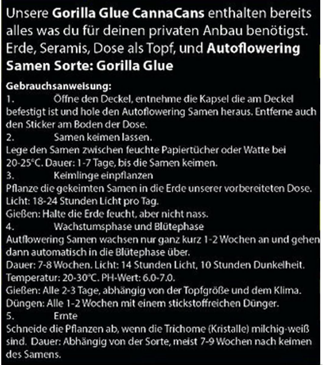 Cannabis Anbau Starter-Kit/Set für 1 Automatic Hanf/Weed Pflanzen inkl. Dünger und Growanleitung für Anfänger (Gorilla Purple)