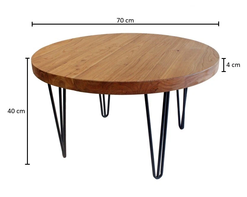 WELLAND Couchtisch Ulmenholz Wohnzimmertisch Beistelltisch Holz klein rund