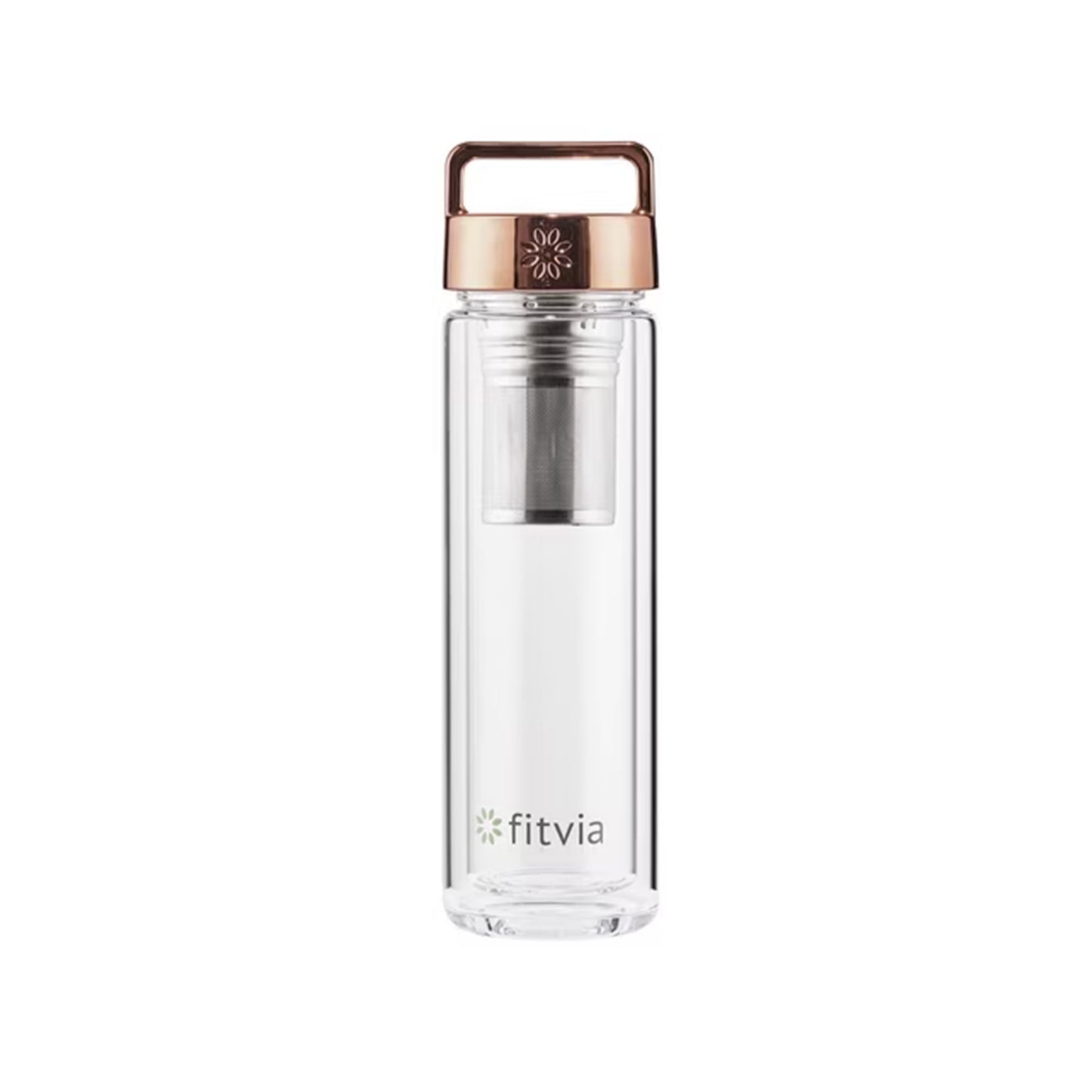 fitvia Thermoflasche in Roségold mit integriertem Teesieb