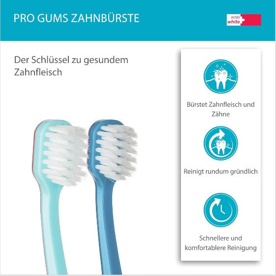 4 x edelwhite Zahnbürste GUM Pro Gums ultraweich Breiter Bürstenkopf SANFT ZAHN