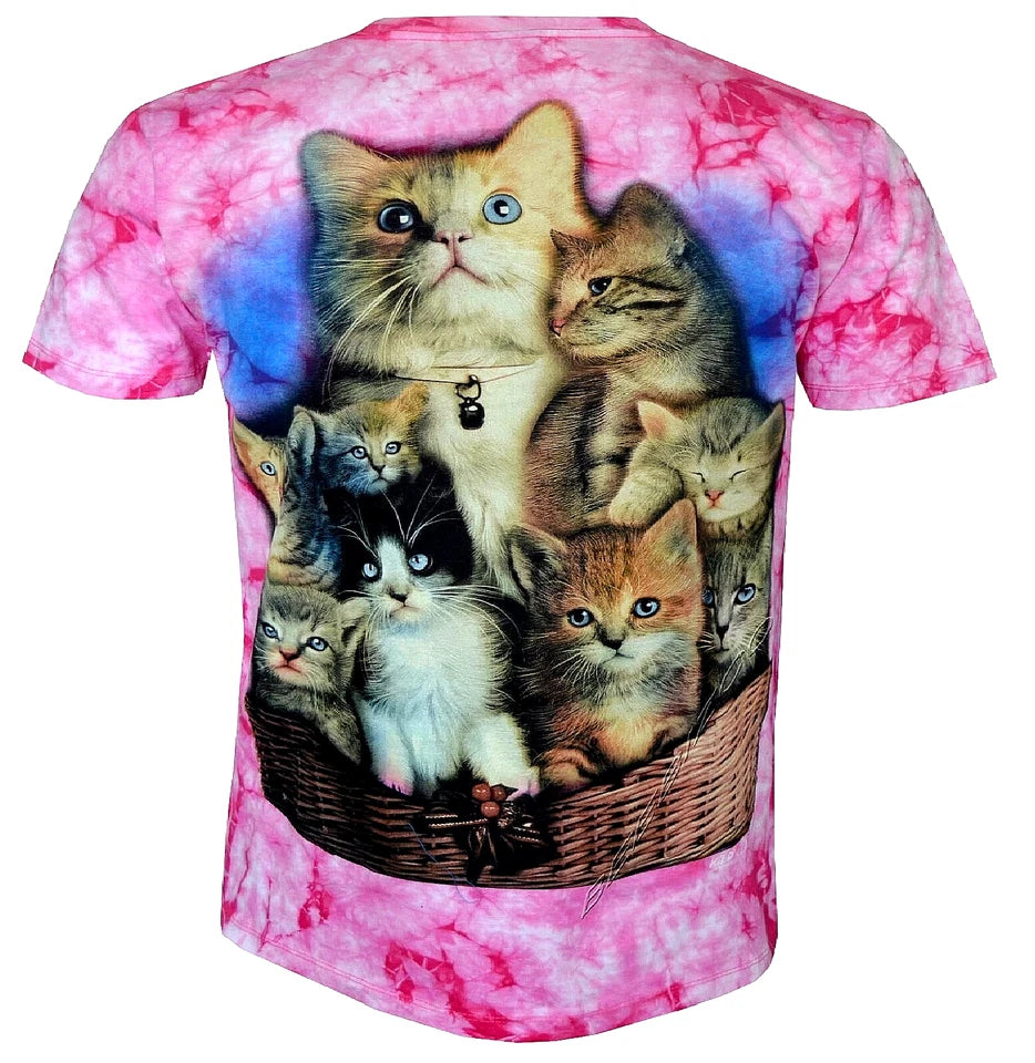 🔥XL T-Shirt Katze Rosa Glow in the Dark Wild Clothing Leuchtet im Dunkeln🔥