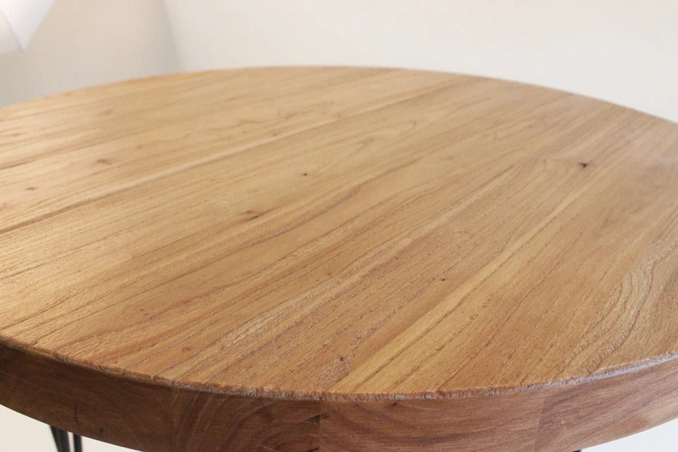 WELLAND Couchtisch Ulmenholz Wohnzimmertisch Beistelltisch Holz klein rund
