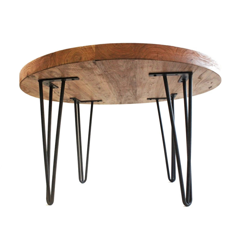 WELLAND Couchtisch Ulmenholz Wohnzimmertisch Beistelltisch Holz klein rund