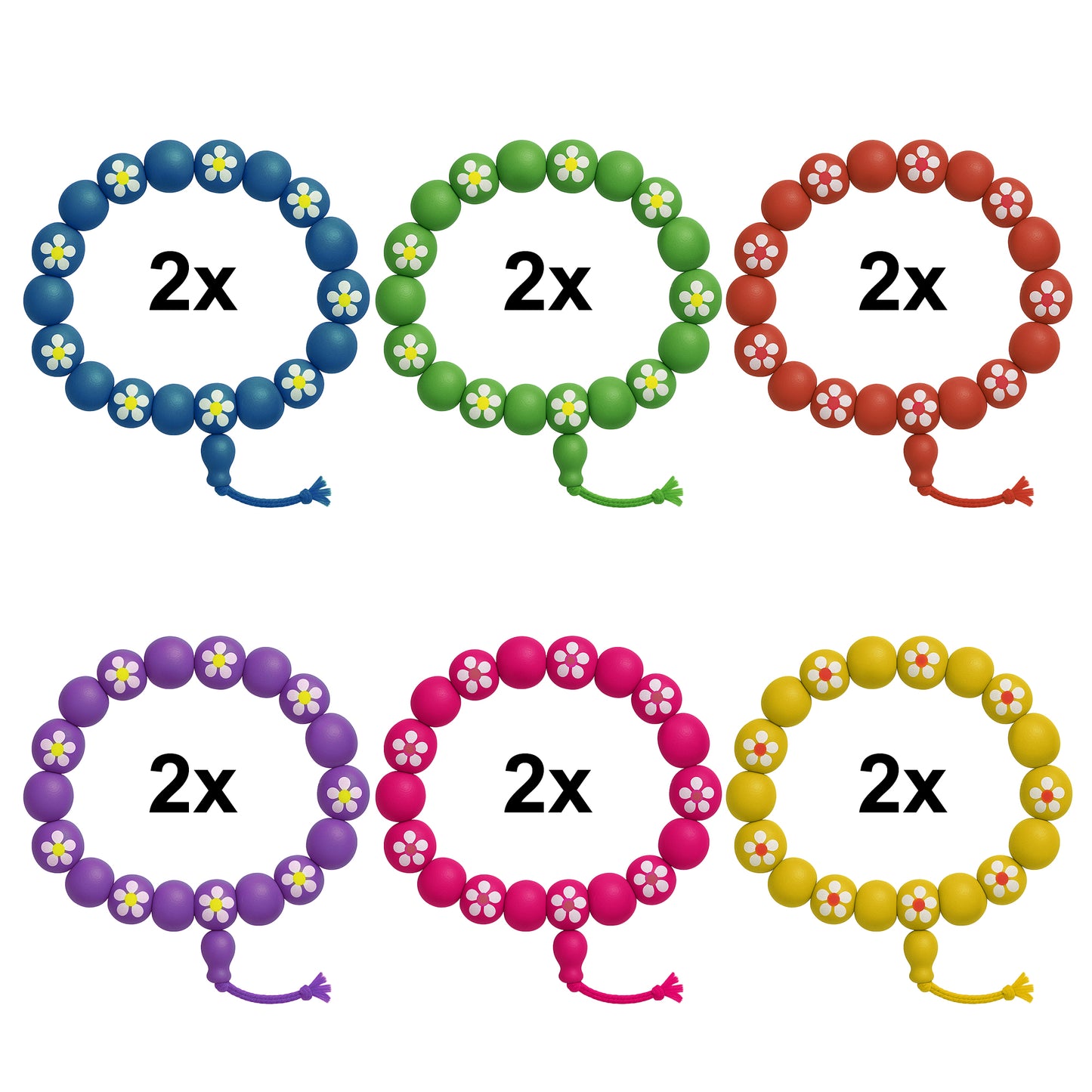 12x Blumen Armband Kinder Mädchen Holzperlen Mitgebsel Party Set