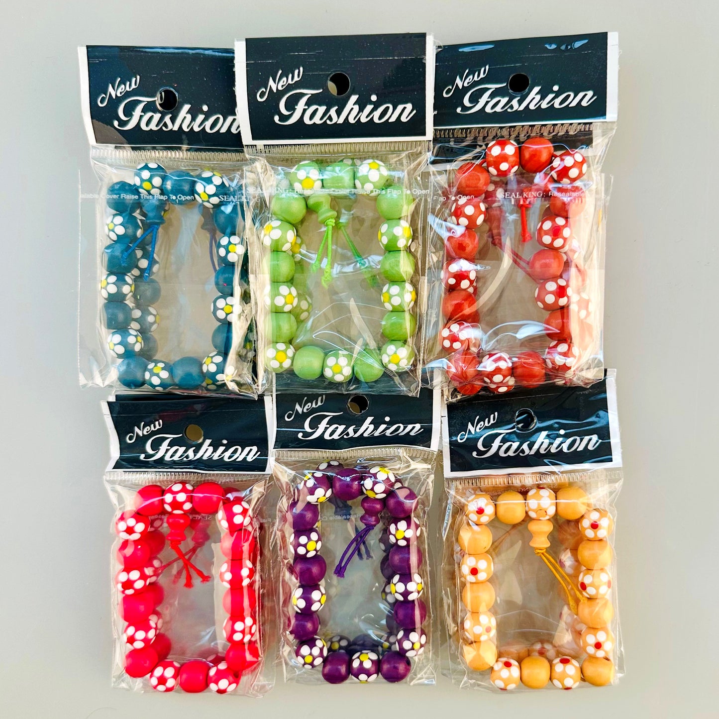 12x Blumen Armband Kinder Mädchen Holzperlen Mitgebsel Party Set