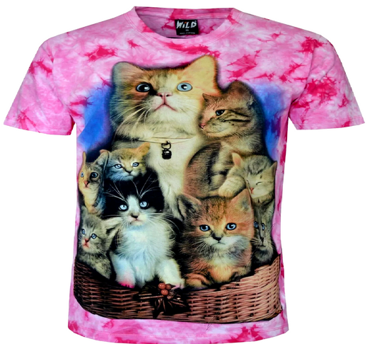 Wild Clothing Katze Rosa Katzen T-Shirt Glow in the Dark