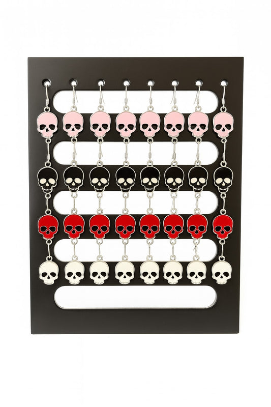 16 Paar Ohrringe hängende Totenköpfe Bunt Ohrschmuck Accessoire Rockabilly Skull