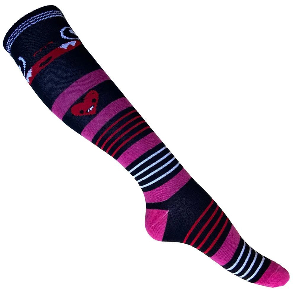 Socken Schwarz/Pink Monster Strümpfe Kniestrümpfe Baumwolle Kinder Einheitsgröße