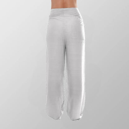 Baumwollhose Weiß Unisex Stoffhose Sommerhose Yogahose Luftig Locker Freizeit