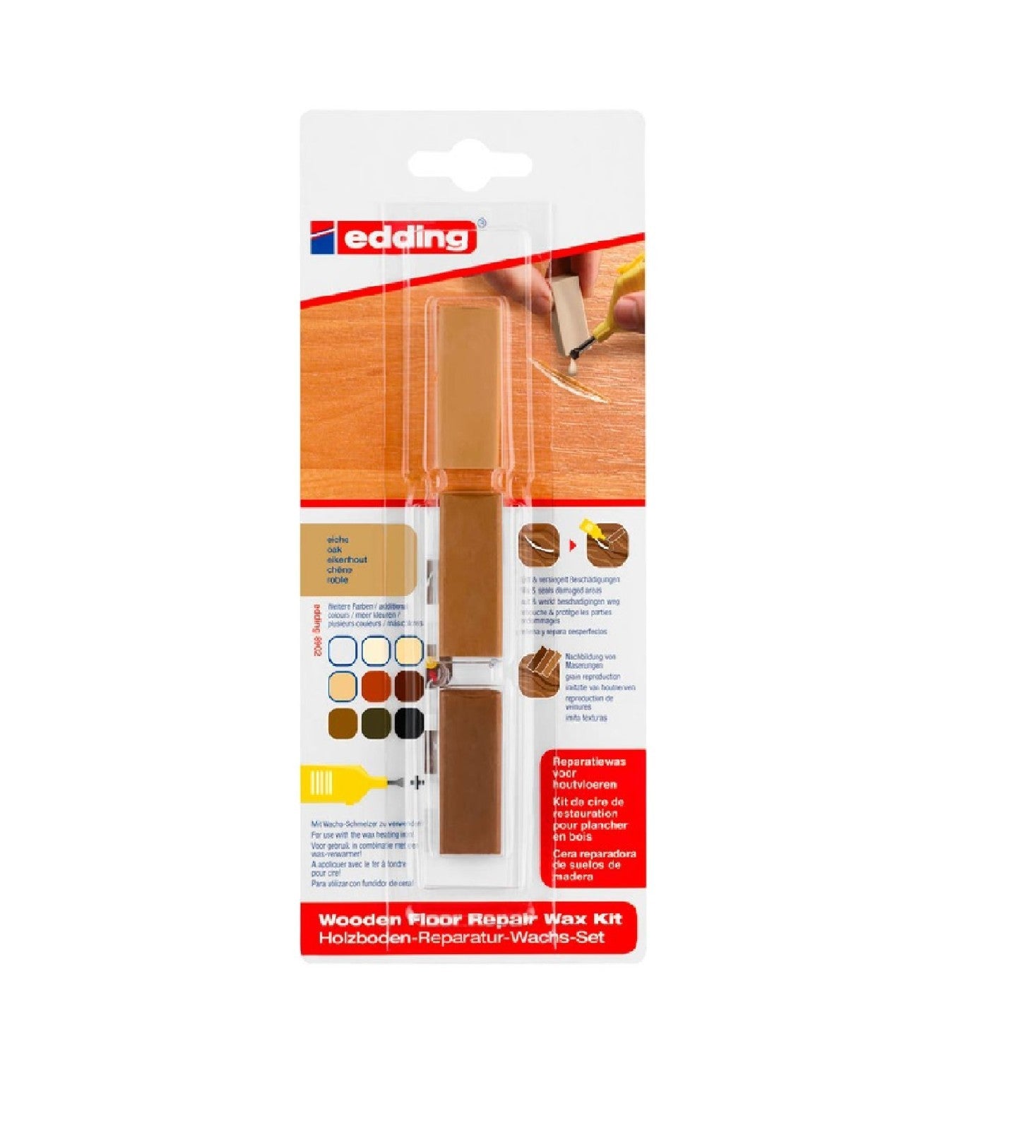 Edding Holzboden Reparatur Wachs 3er Set Eiche Dellen Ausbessern Reparaturkit