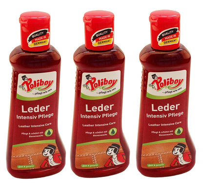 3x Poliboy Leder Intensiv Pflege 200ml Reinigung Möbel Auto Taschen Glattleder