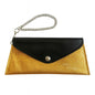 Handtasche Clutch Schwarz/Gold Tasche Innen Leopard Chain Pochette Rockabilly