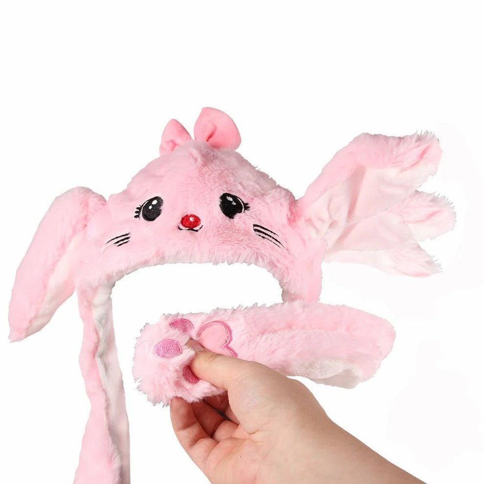 2er Set LED Einhorn/Katze Blau/Pink Wackelohr Plüsch Mütze Bewegliche Ohren