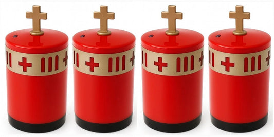 4 er Set Garbleuchte Kreuz Rot Grablampe Grablicht Grablaterne mit Nacht Sensor