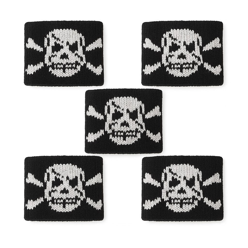 5er Set Fingerschweißband Schwarz Totenkopf Schweißband für Finger Fingersleeve