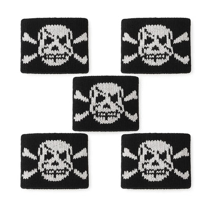 5er Set Fingerschweißband Schwarz Totenkopf Schweißband für Finger Fingersleeve