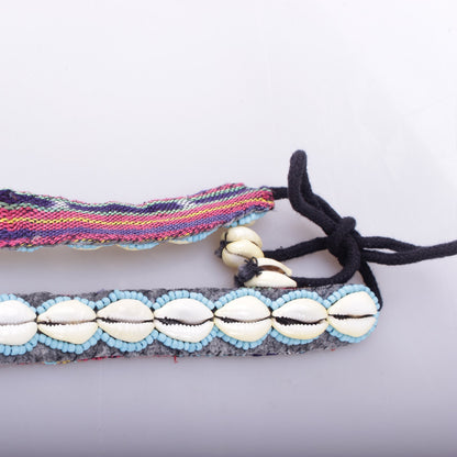 Muschelgürtel Blau Schmal Gürtel Belt Boho Hippie Ibiza Damengürtel Hüftgürtel