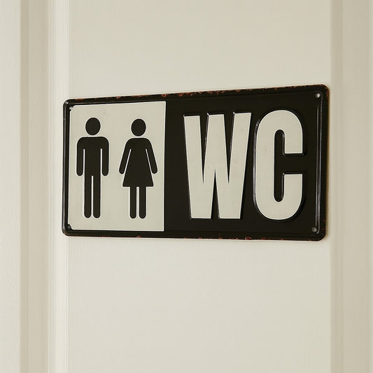 Blechschild WC 30x15 cm Damen Herren Toilette Gäste-WC Bad Tür Vinatage Metall