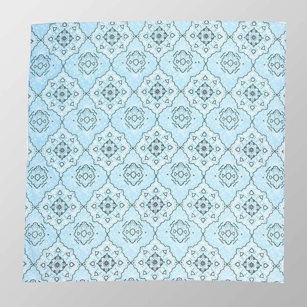 Bandana Halstuch Hellblau Paisley Accessoire Mode Freizeit Tuch Biker Baumwolle